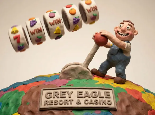 Grey Eagle Resort & Casino (spinning slots and winning symbols)
